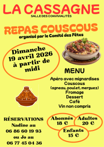 Lire la suite à propos de l’article REPAS COUSCOUS – 19/04/2026